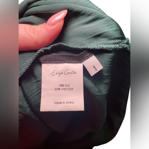 Enza Costa New Green Silk Textured Velvet Tank Dress Size 1 / Small - Picture 6 of 7